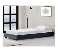 Corium Lit pour Adultes Cadre de Lit Moderne MDF Plastique Rembourré avec Toile de Lin Gris Foncé 200cm x 90cm