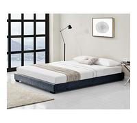 Corium Lit pour Adultes Cadre de Lit Moderne MDF Plastique Rembourré avec Toile de Lin Gris Foncé 200cm x 140 cm