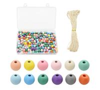 Coriver 300 perles en bois à enfiler-perles en bois colorées de 10 mm, boules avec trou pour le bricolage, jouets à perler pour enfants, pour créer soi-même des bracelets fantaisie