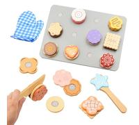 Coriver Cuisine Accessoire Enfant-Jouet Bois Biscuits à Cuire pour Dinette Enfant, Aliments en Bois pour Cuisine, Jouet Éducatif Éveil Montessori, Cadeau d'anniversaire pour Bébé 3+ Garçon Fille