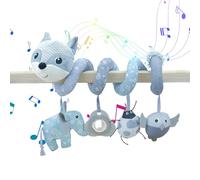 Coriver Jouet Poussette Bebe, Spirale d'activité Bébé pour Siège de Voiture et Berceau de Bébé, Jouet Siege Auto Bebe, Suspendre Spirale Poussette Bebe Jouet a pour Garçons Filles 0+ Mois (1. Gris)