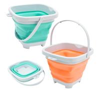 Coriver Lot de 2 seaux de plage pliables avec poignée - Petit seau à sable pour extérieur - Sandpit - Neige - Pour camping, voyage, pêche, eau