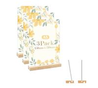 Coriver Lot de 3 Présentoirs de Table A5, Forme L/T Support Affiche A5 Plaque Acrylique, Double Face Porte Menu avec Pied en Bois, Support Feuille pour Exposition Café Bureau école, 210 x 150 mm