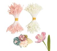 Coriver Lot de 350 étamines de Fleurs Artificielles, Cure-Pipes, étamines à Double tête, Accessoires de Bouquet pour Bricolage, Fête de Mariage, Décoration de la Maison (Rose Blanc)