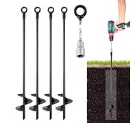 Coriver Lot de 4 Ancrage au Sol, 38,5 cm Ancrage Balancoire, Piquets d'ancrage, Fixation Trampoline Sol, Piquet Ancrage Trampoline pour Tentes, Balançoires, Auvents, Abris, Abri de Jardin