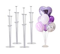 Coriver Lot de 4 supports pour ballons sur pied haut, support colonne avec base en plastique, structure pour ballons pour mariage, anniversaire, fête dans le jardin et célébration du grand