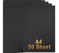 Coriver Lot de 50 feuilles de papier noir A4 - Papier photo A4 - 230 g/m² - Papier noir épais pour travaux manuels, art, bureau et papeterie - 21 x 29,7 cm