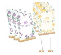 Coriver Lot de 6 Présentoirs de Table A5, Forme L/T Support Affiche A5 Plaque Acrylique, Double Face Porte Menu avec Pied en Bois, Support Feuille pour Exposition Café Bureau école-148*210 mm
