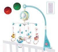 Coriver Mobile Musical Lit Bébé, Mobile pour Lit de Bébé avec Lit Bébé Rotatif à 360° avec Projecteur Lumières Hochet Suspendu, Mobile Lit Bébé avec Boîte à Musique Jouet Rotatif pour 0-24 Mois