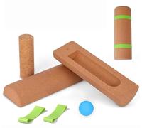 Cork Balance Board 4-in-1 Set with Roller, Massage Ball & Toe Resistance Bands for Foot Strength, Ankle Stability, Core Muscles & Mobility Training, Compact Wobble Board for Home/Office/Seniors