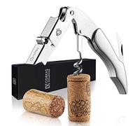 CORKAS Tire-bouchon Professionnel, Couteaux de Sommelier,Décapsuleur Manuel à Double Ailette, Coupe-Capsule et Ouvre-bouteille, Tire-bouchon de Serveur (C-Acier inoxydable)