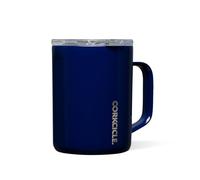 Corkcicle Tasse à café à triple isolation avec couvercle, gobelet de camping en acier inoxydable avec poignée, chaud pendant 3 heures et plus, sans BPA, bleu marine brillant de minuit, 473 ml