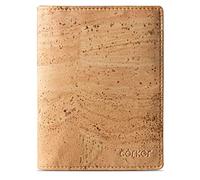 Corkor Portefeuille pour passeport avec blocage RFID - Étui à deux volets en liège végétalien pour homme et femme, marron clair, Porte-passeport