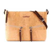 Corkor Travel Cross-Body Bag for Women - Front Pockets - Vegan Light Brown Cork from