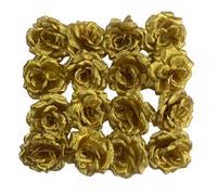 Corkwaw Lot de 25 têtes de roses artificielles de 7,6 cm en soie, pour fête de mariage, maison, jardin, décoration, loisirs créatifs, boîte cadeau (doré)