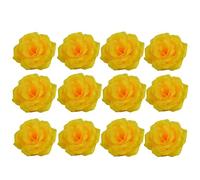 Corkwaw Lot de 25 têtes de roses artificielles en soie de 7,6 cm, pour fête de mariage, maison, jardin, décoration, loisirs créatifs, boîte cadeau (jaune)