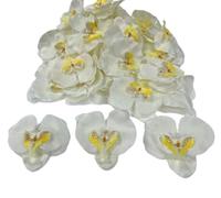 Corkwaw Lot de 50 pétales d'orchidées artificielles - Fleurs phalaenopsis en soie synthétique pour loisirs créatifs, maison, fête de mariage (blanc)
