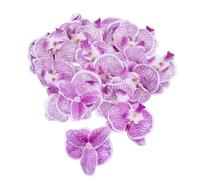 Corkwaw Lot de 50 pétales d'orchidées artificielles - Fleurs phalaenopsis en soie synthétique pour loisirs créatifs, décoration de maison, de fête de mariage (violet clair)