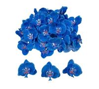 Corkwaw Lot de 50 pétales d'orchidées artificielles - Fleurs phalaenopsis en soie synthétique pour loisirs créatifs, maison, fête de mariage (bleu)