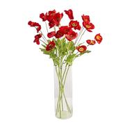 Corkwaw Lot de 6 coquelicots artificiels en soie PU au toucher réaliste pour Pâques, jour commémoratif, décoration de table, centre (rouge)