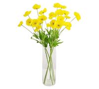 Corkwaw Lot de 6 coquelicots artificiels en soie PU au toucher réaliste pour Pâques, jour commémoratif, décoration de table, centres (jaune)