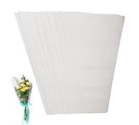 Corkwaw Lot de 60 pochettes en papier kraft pour bouquet de fleurs, magasin de fleurs, centre commercial, fête des mères, Saint-Valentin (blanc)