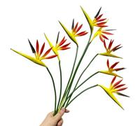 Corkwaw Lot de 8 fleurs artificielles de 54,6 cm oiseaux de paradis, plante verte pour la décoration du jardin à domicile, du bureau, de la véranda, décorations de mariage (orange)