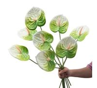 Corkwaw Lot de 8 fleurs d'anthurium artificielles au toucher réaliste pour centre de table, décoration de festival de mariage, arrangement floral (blanc vert)