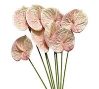Corkwaw Lot de 8 fleurs d'anthurium artificielles au toucher réaliste pour centre de table, décoration de festival de mariage, arrangement floral (jaune)