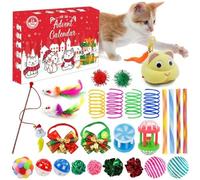 Corlidea Calendrier de l'Avent pour Chat, 24 Jours de Jouets Interactifs pour Chats, Jouets de Noël pour Chatons, avec Herbe à Chat, Souris, Cadeaux Surprise pour Les Amoureux des Chats