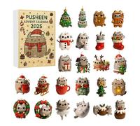 Corlidea Calendrier de l'Avent Pusheen, Calendrier de Compte à Rebours de Noël de 24 Jours avec Ornements de Chats, Décoration de Noël à Suspendre Cadeaux Amusants pour les Fêtes de Noëls