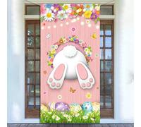 Corlidea Couverture de Porte de Pâques, Bannière de Pâques Suspendue Joyeuses Pâques Porte Bannière pour Pâques Décoration, Décoration de Fête pour Vacances Toile de Fond Jardin Mur Porte Entrée