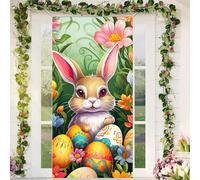 Corlidea Couverture de Porte de Pâques, Bannière de Pâques Suspendue Joyeuses Pâques Porte Bannière pour Pâques Décoration, Décoration de Fête pour Vacances Toile de Fond Jardin Mur Porte Entrée