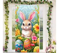 Corlidea Couverture de Porte de Pâques, Bannière de Pâques Suspendue Joyeuses Pâques Porte Bannière pour Pâques Décoration, Décoration de Fête pour Vacances Toile de Fond Jardin Mur Porte Entrée