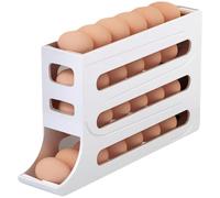 Corlidea Distributeur d'œufs pour Réfrigérateur, Rangement Oeufs Frigo, Rouler Automatiquement La Boîte à Œufs à 4 Niveaux, Rangement Frigo, Distributeur Oeufs, Peut Contenir 30 œufs (blanc)