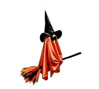 Corlidea Fantôme Volant d'Halloween sur un Balai à Suspendre, Sorcière Volante Décoration d'Halloween, Pendentif Résistant aux Intempéries pour Pelouse Patio Porche Cour