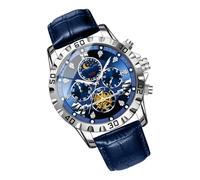 Corloge de poignet de phase de lune - Miroir en verre renforcé montre la lune de avec bracelet en cuir PU - montre de sport imperméable de 260 mm | Chronographes de chronographe pour la randonnée