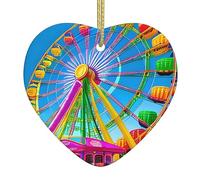Corlorful Park Pendentif en forme de cœur en céramique avec fil de soie