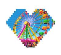 Corlorful Park Print Building Brick Block Puzzle - Puzzle photo en forme de cœur, puzzle en bois
