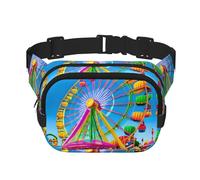 Corlorful Park Sac banane carré double couche - Sac banane unisexe partout pour la course, les voyages, la randonnée, le fitness, noir, taille unique, Noir/blanc, One Size