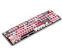 CORN K520 Clavier de jeu mécanique pour machine à écrire à lèvres, panneau en métal, rond, rétro-éclairé, 104 touches, interrupteur bleu, clavier câblé mignon pour Windows/Mac/PC