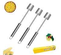 Corn On The Cob Stripper Tool, Corn Cob Stripper Tool Stainless Steel Planer Thresher, Long Handle Stainless Steel Stripping Planer Cutter Peeler Remover For Kitchen Gadget (3pcs)