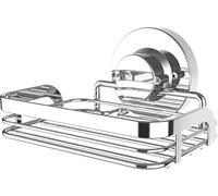 Cornat 1 - Panier grillagé Stable - 3 Options de Fixation différentes avec Ventouse, Tampon adhésif et perçage Étagère de Douche avec Porte-Savon / T340276, Chrome (Brillant)