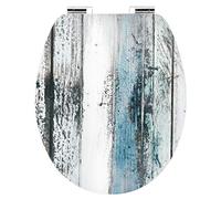 Cornat Abattant WC Wooden brillant de surface en acrylique avec système d'abaissement automatique Motif Attache rapide, poids : 3,5 kg, épaisseur du couvercle : 1,7 cm, 1 pièce, ksdsc308