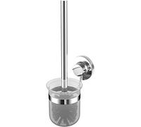 Cornat Brosse WC 3 en 1 - Avec brosse WC en nylon - 3 options de fixation différentes avec ventouse, tampon adhésif et perçage - Acier et Plastique ABS / T340267 Chrome (brillant)