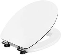 Cornat KSWMSSC00 Abattant WC Prime « White Matt Steel » - Design attrayant - Noyau en bois de qualité supérieure - Système d'abaissement automatique et fixation rapide - Siège de toilette confortable