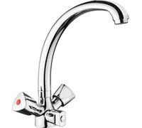 Cornat LI564 Lisa robinetterie à Deux poignées pour évier à Un Trou-avec Un Bec orientable, raccord Machine, Finition chromée