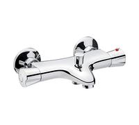 Cornat Mitigeur thermostatique de bain Calma - Corps en laiton chromé - Poignée de sélection de la température & blocage de l'eau chaude - Mitigeur monocommande pour montage mural/mitigeur de