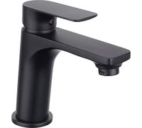 Cornat NERS1 Robinet de lavabo à levier unique « Noir » - Édition noire - Corps en laiton noir mat - Fixation sans effort de la tige - Avec valve d'écoulement à pression/Robinet pour salle de bain /