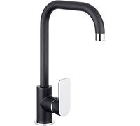 Cornat NERSC5 Black Edition Robinet d'évier monocommande robuste en fonte haute pression avec bec pivotant Noir mat/chromé